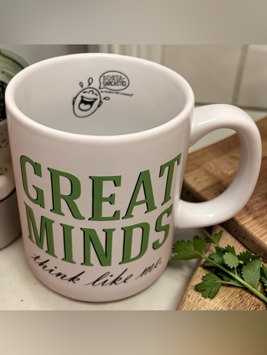 Other - Hallmark White Ceramic Mug with Green "Great Minds Think Like Me" Lettering